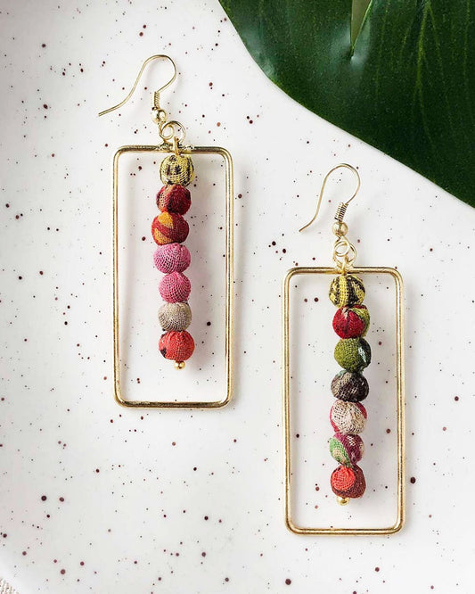 Framed Kantha Earrings