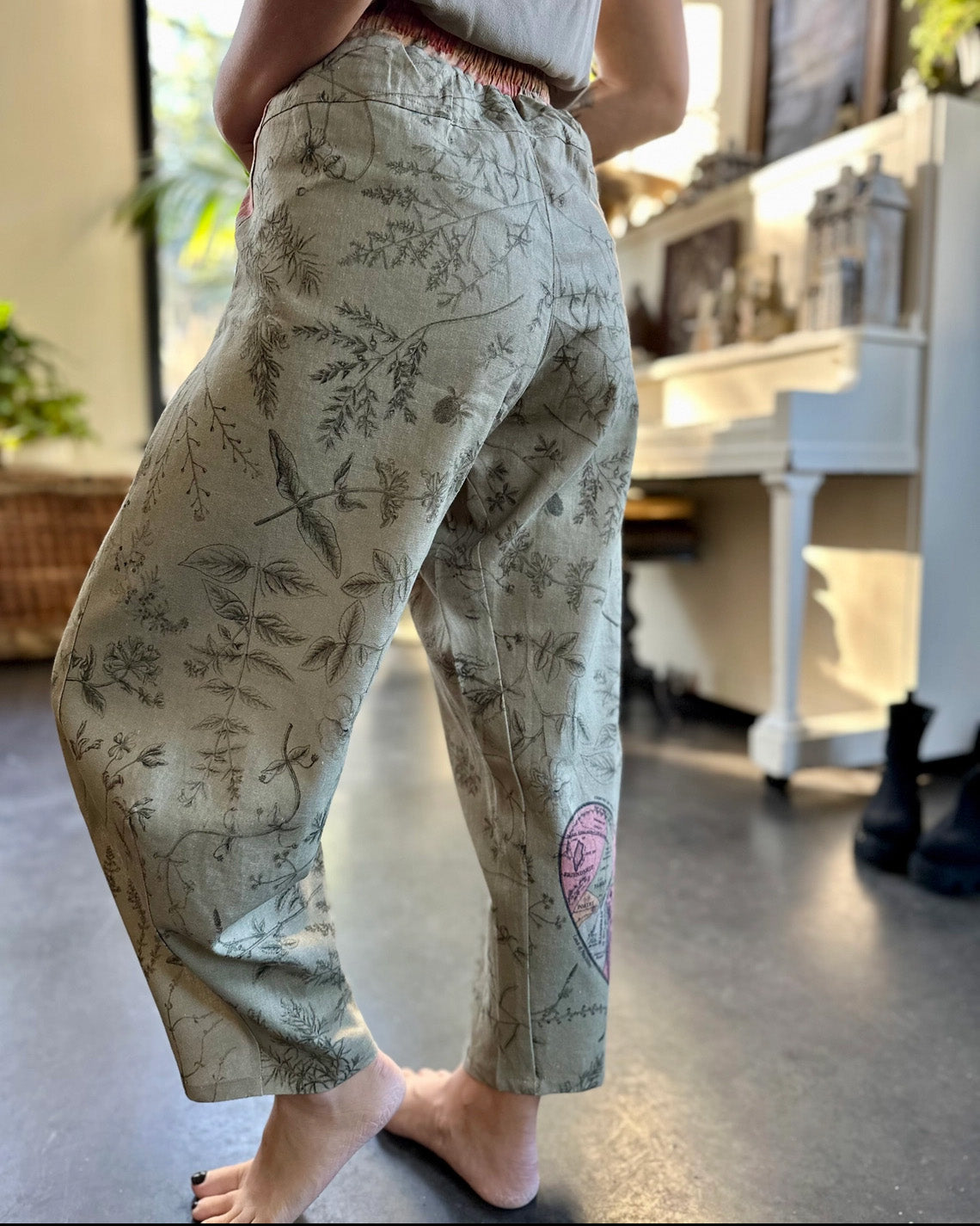 Map of My Heart Cropped Linen Artist Pants