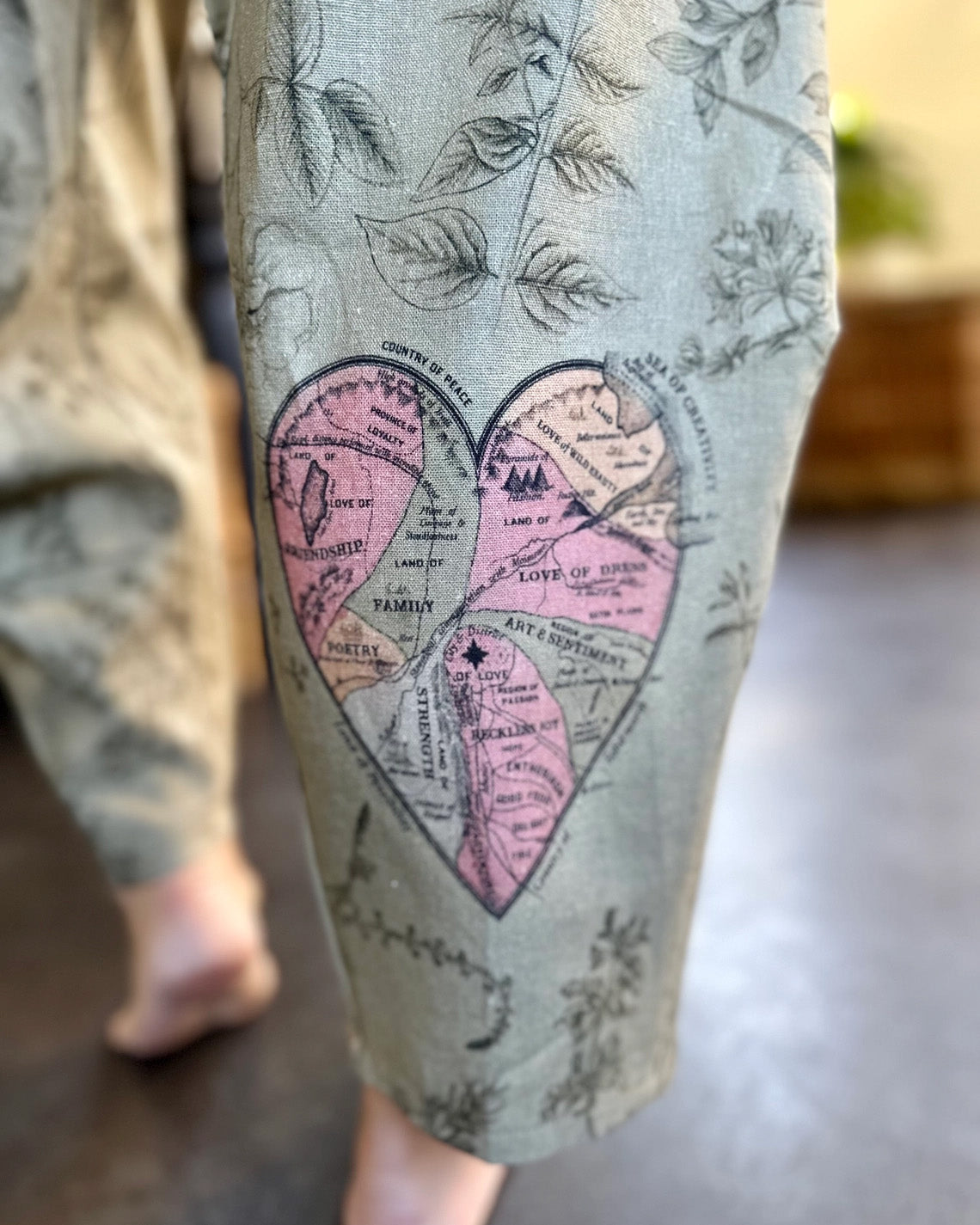 Map of My Heart Cropped Linen Artist Pants