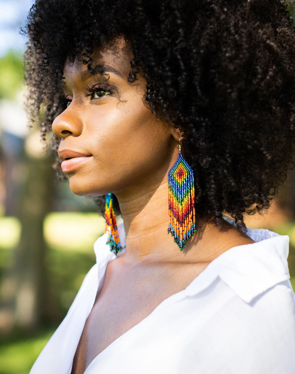 Rainbow XL Beaded Earrings