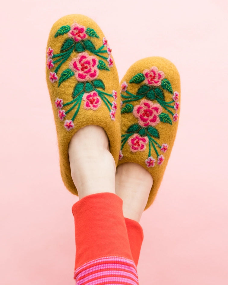 Gold Secret Garden Slippers