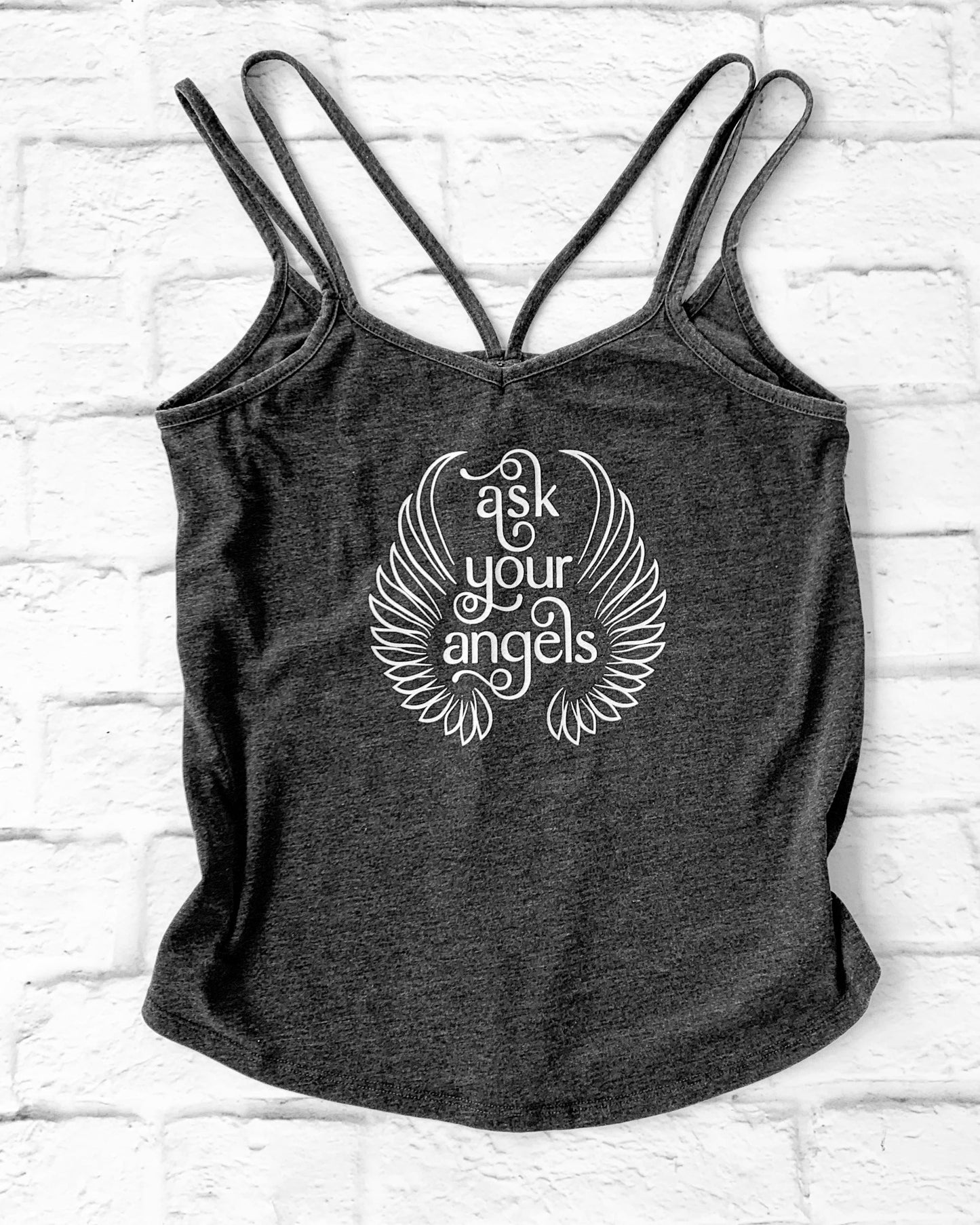 Ask Your Angels - Black Strappy Tank