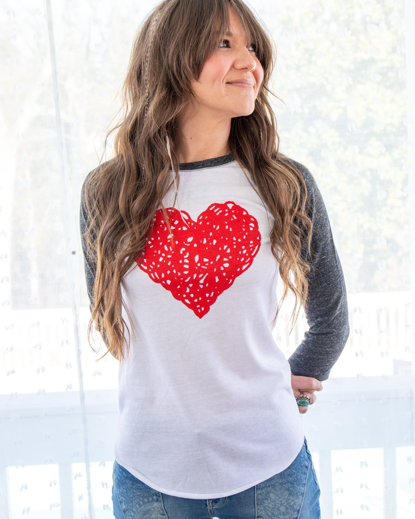 Red Heart Baseball Tee