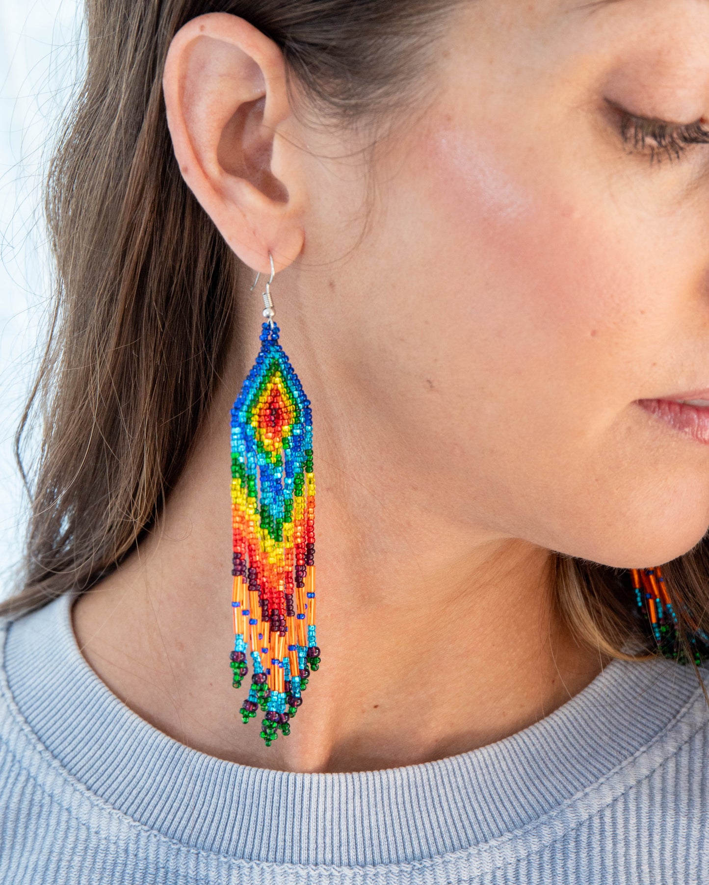 Rainbow XL Beaded Earrings